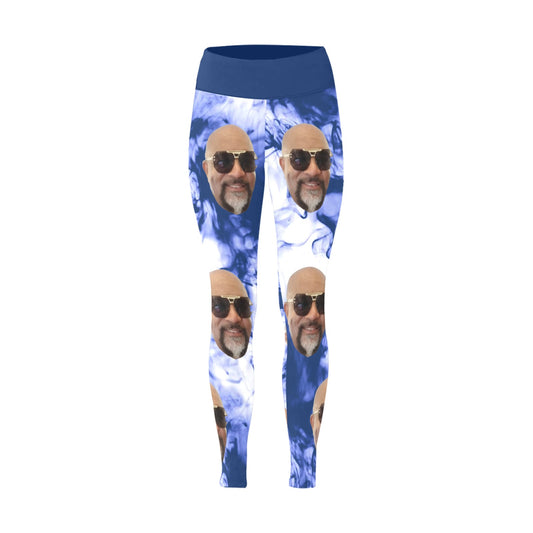 Valentine's "Add Your Own Face" Customizable Leggings Blue Smoke