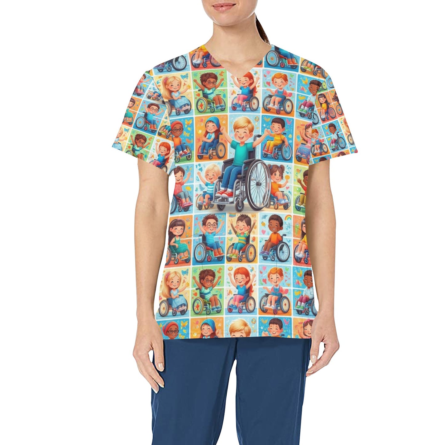 Ladies Scrub Top - Little Rollers 1