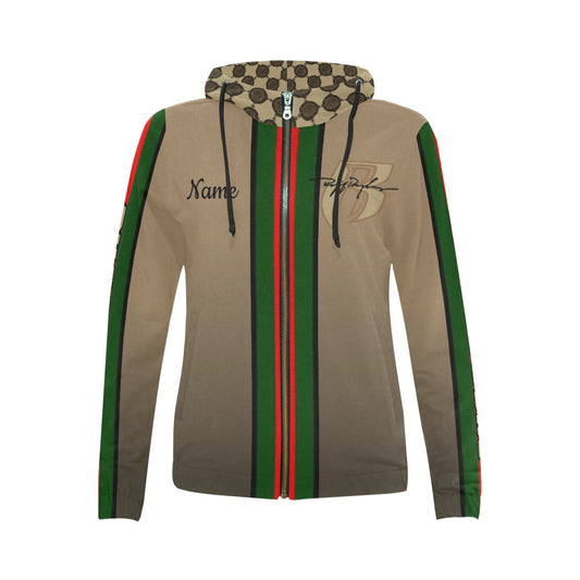 RR Gucci Inspired Womens Zippered Hoodie Brwn