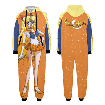 Sailor Moon Sailor Venus One-Piece Unisex Zip Up Hooded Pajamas