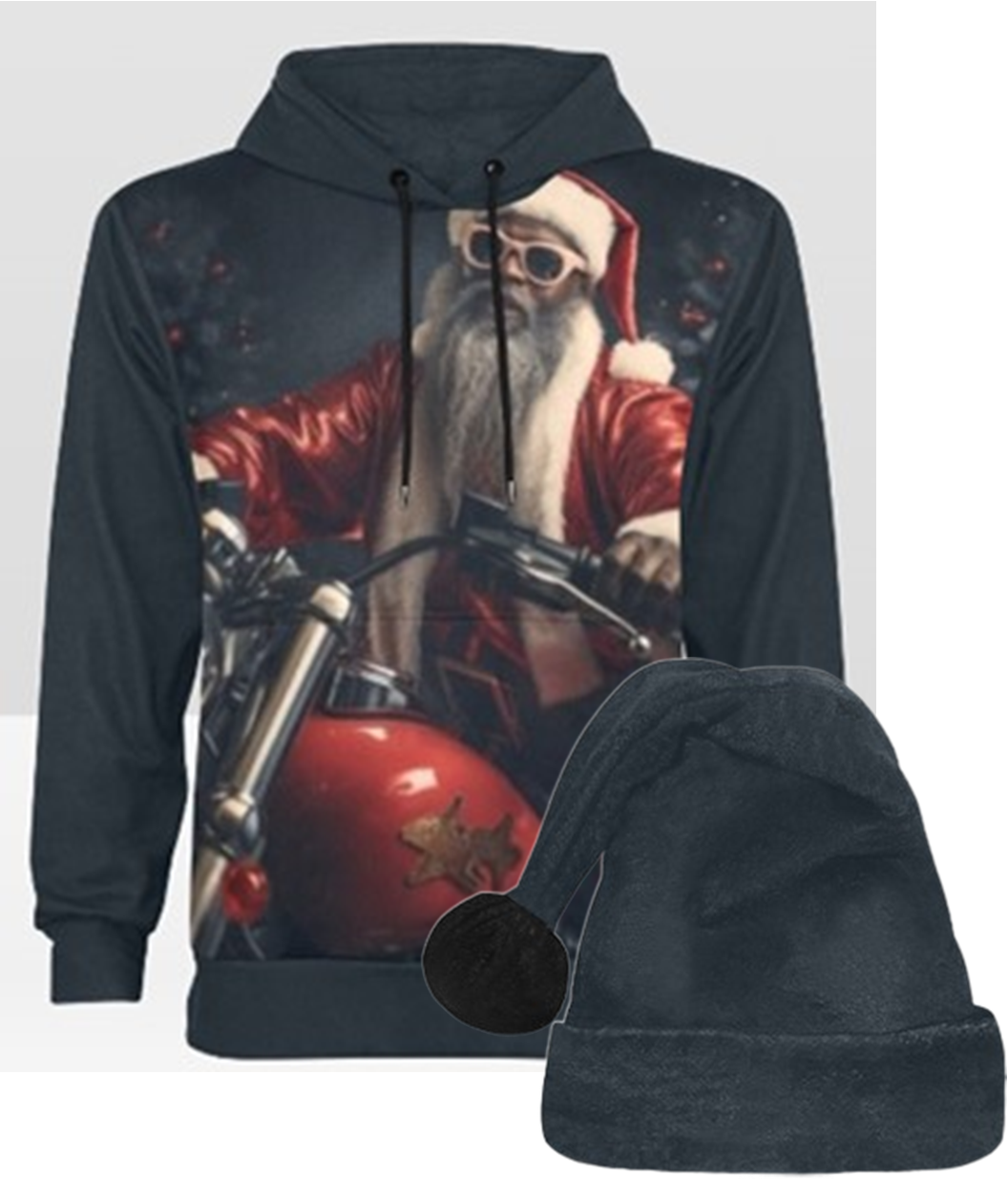 Urban Santa 3 Fleece Christmas Hoodie and Matching Hat Set