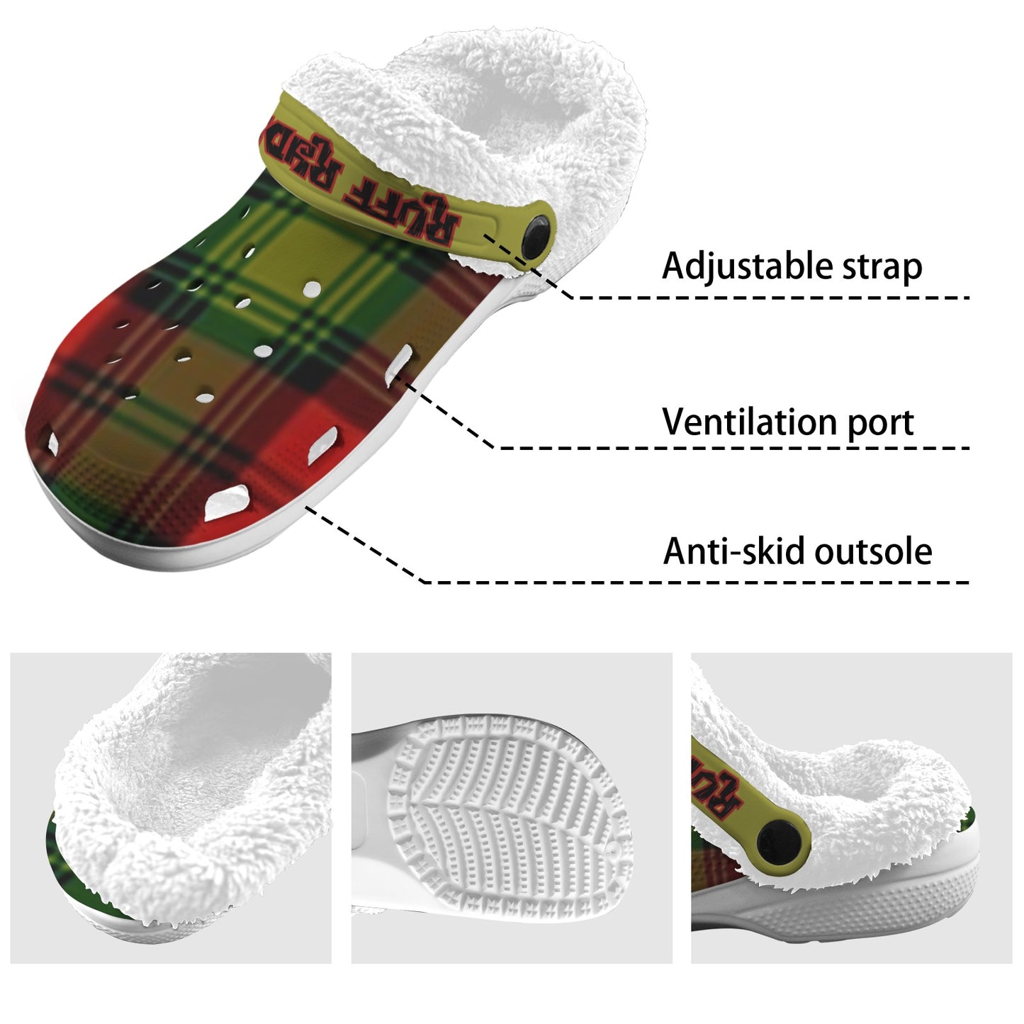 RR Christmas Fleece Lined Foam Clogs - Grinch Wht