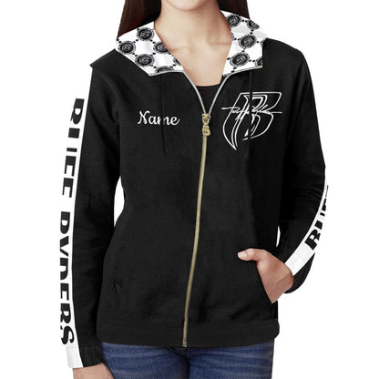 RR Gucci Inspired Womens Zippered Hoodie Blk/Wht