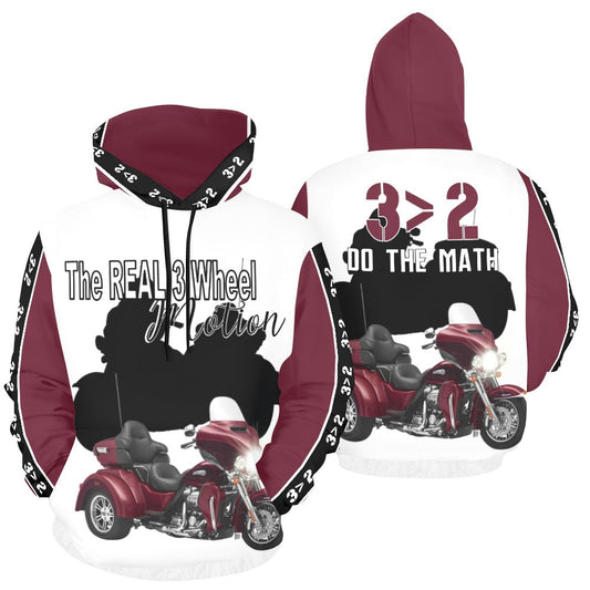 3>2 Customizable Harley Trike Pullover Hoodie Wht - Enter your custom bike color for the bike image, sleeves and hood.