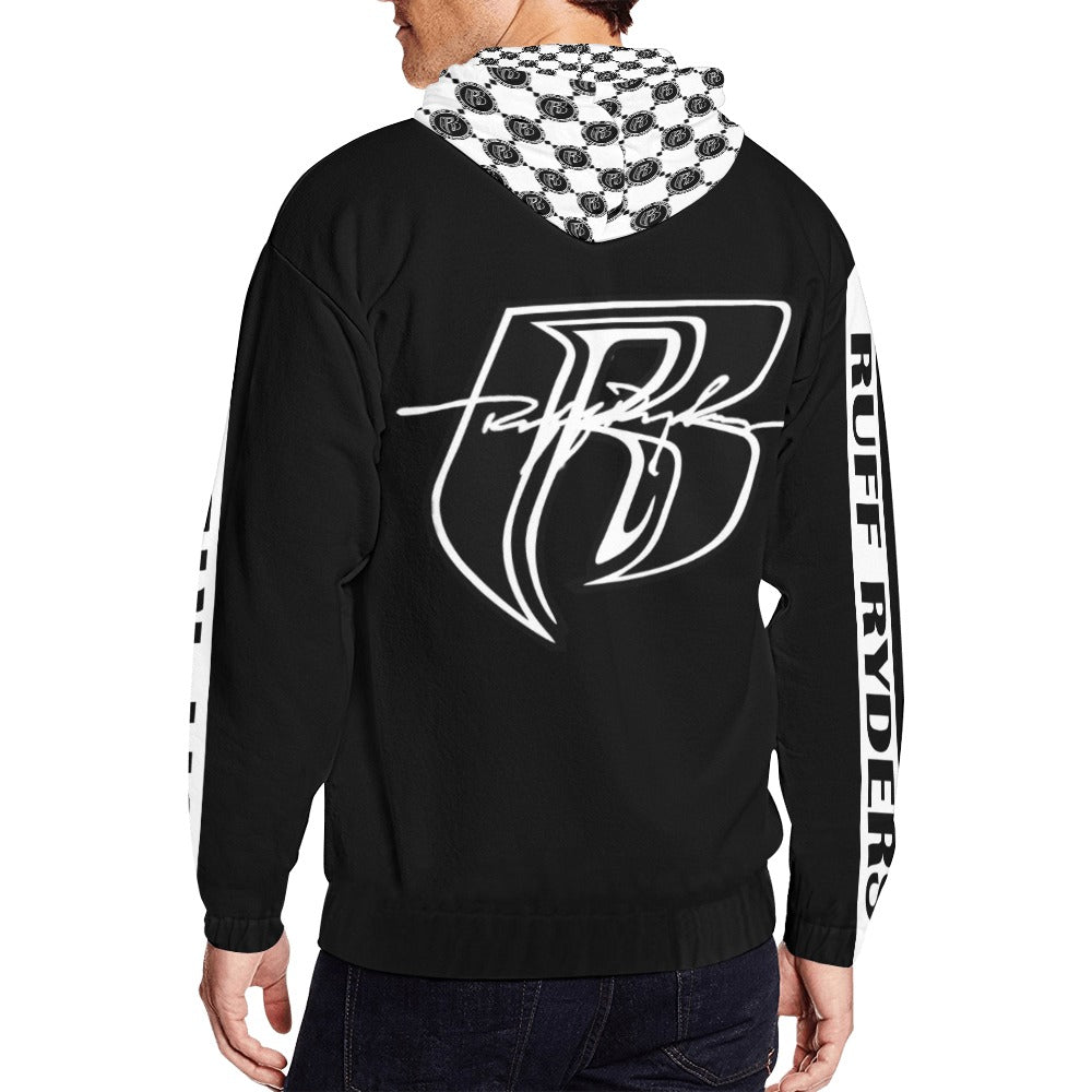 RR Mens Gucci Inspired Zippered Hoodie Blk/Wht