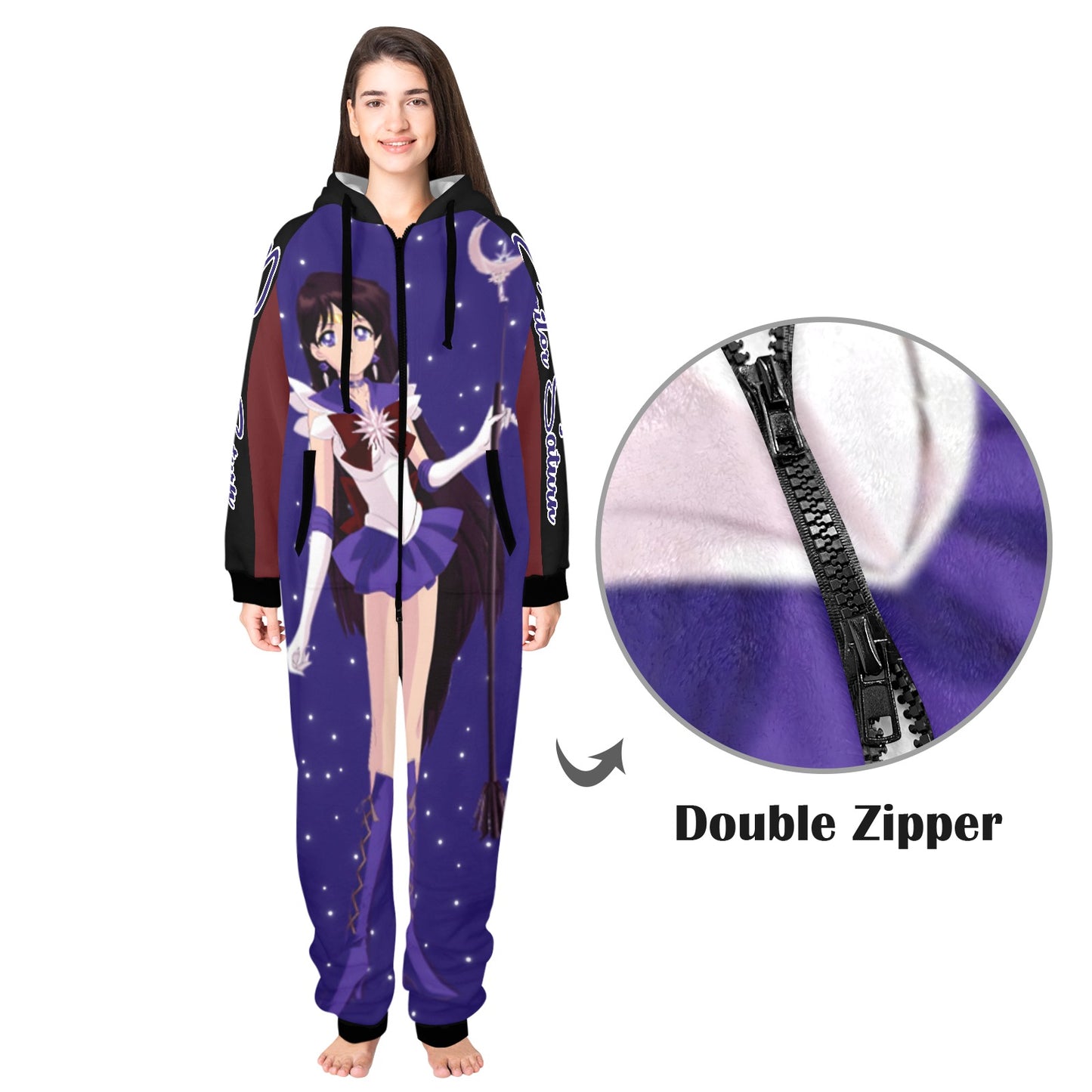 Sailor Saturn One-Piece Unisex Zip Up Hooded Pajamas