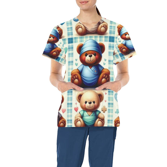 Ladies Scrub Top - Very Beary 2