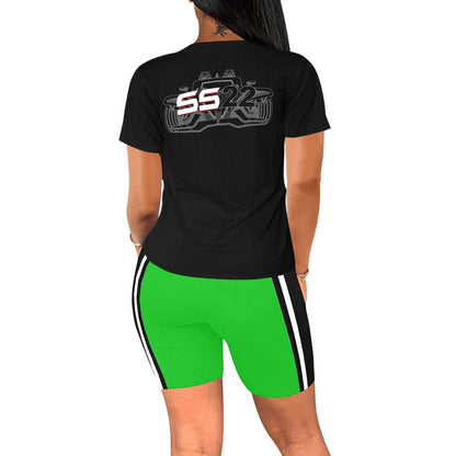 SS22 Women's Short Yoga Set Green/Blk