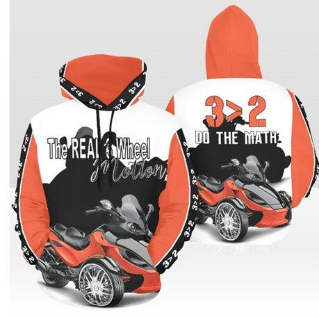 3>2 Customizable Trike Pullover Hoodie Wht - Enter your custom bike color for the bike image, sleeves and hood.